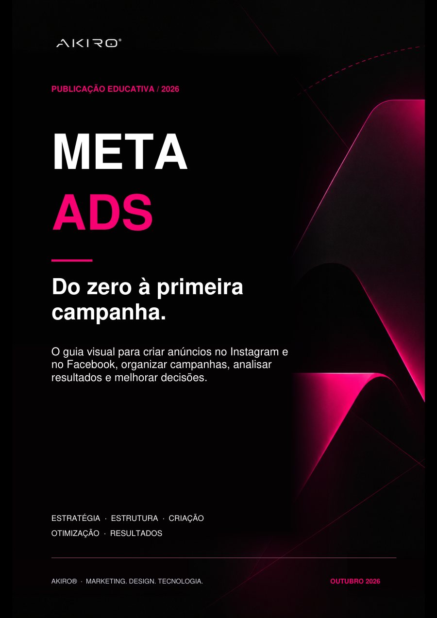 Capa do guia Meta Ads: do zero à primeira campanha, da Akiro